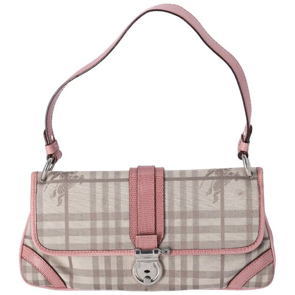 Burberry Small Shoulder Bag Beige Pink Jacquard Leather - Picture 1 of 7
